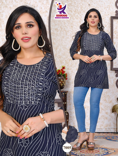 Little Lady Mlm Kalash Lifestyle Rayon 14Kg Short Kurtis Exporter