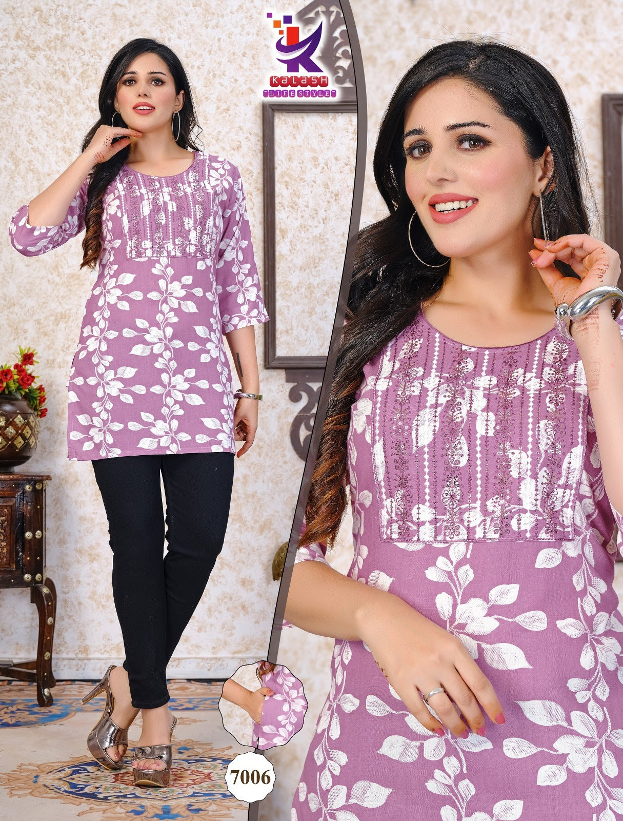 Little Lady Mlm Kalash Lifestyle Rayon 14Kg Short Kurtis Exporter