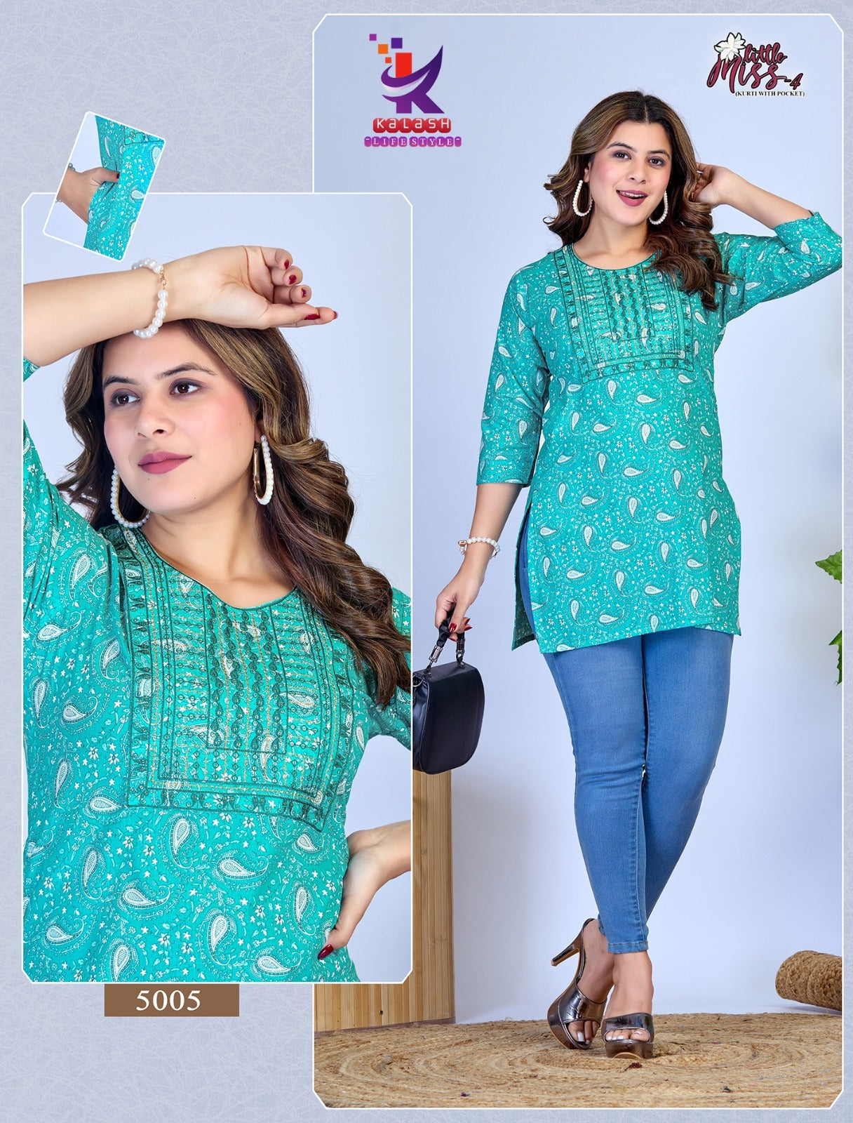 Little Miss 4 Mlm Kalash Lifestyle Rayon 14Kg Short Kurtis Supplier