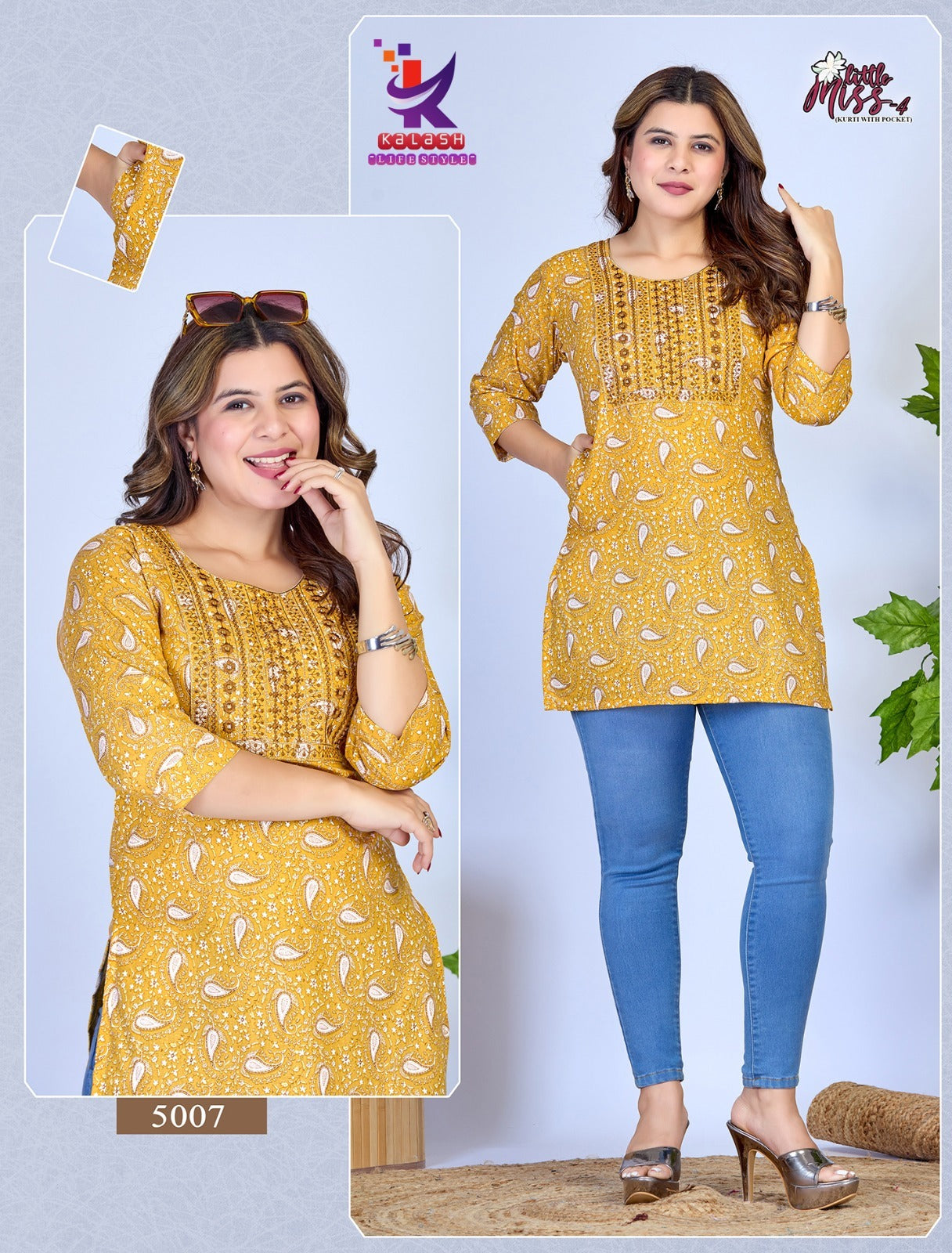 Little Miss 4 Mlm Kalash Lifestyle Rayon 14Kg Short Kurtis Supplier