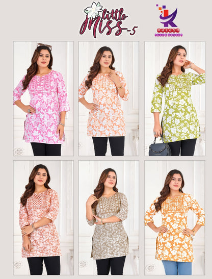 Little Miss 5 Mlm Kalash Lifestyle Rayon Cotton Short Kurtis Wholesaler Gujarat
