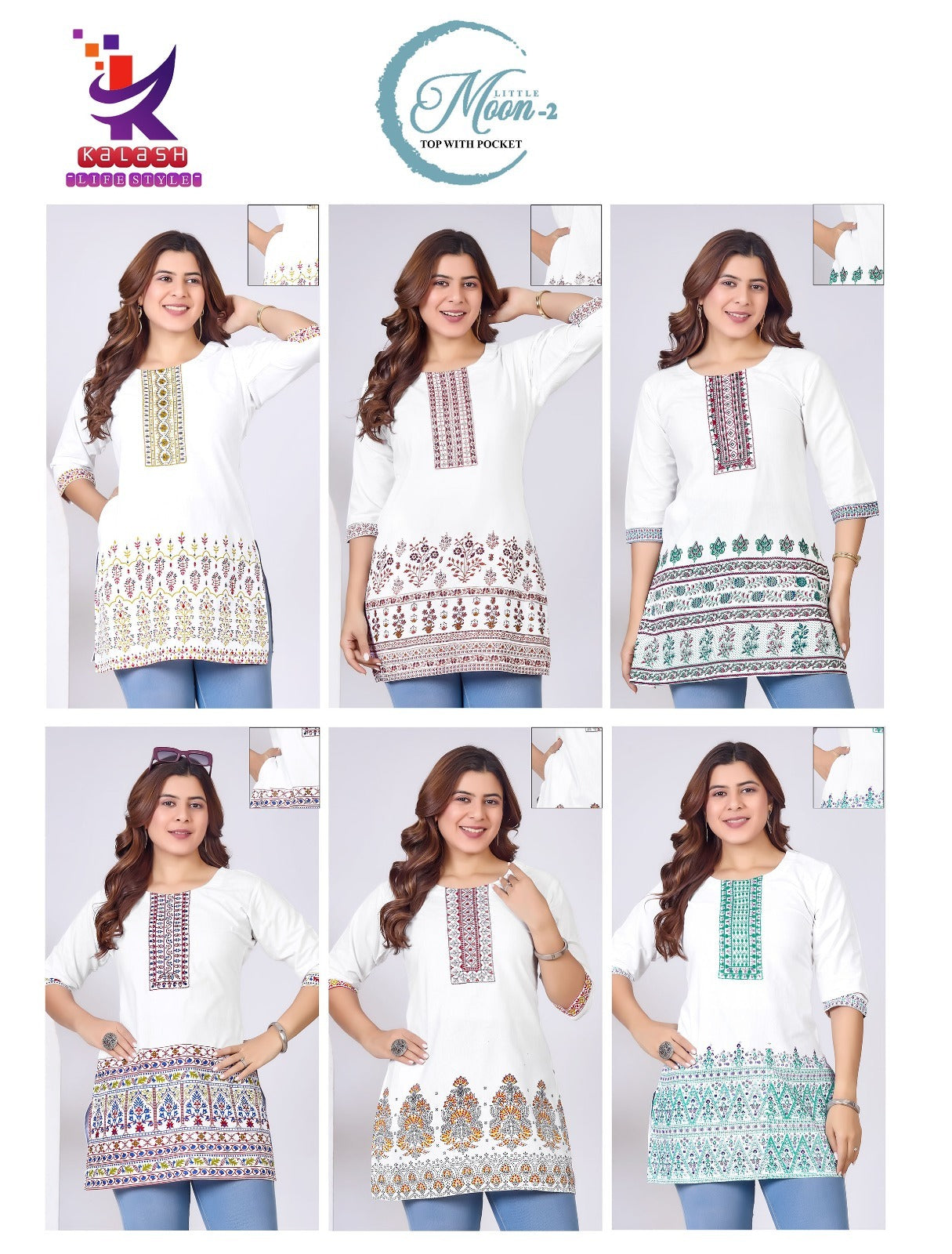 Little Moon 2 Mlm Kalash Lifestyle Cotton Short Kurtis Exporter