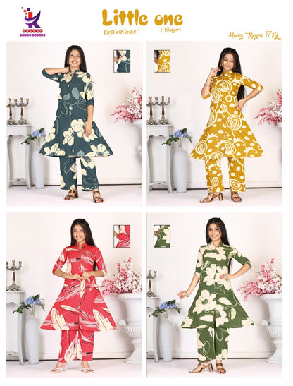 Little One Mlm Kalash Lifestyle Rayon 17Kg Girls Co Ord Set Wholesale Price