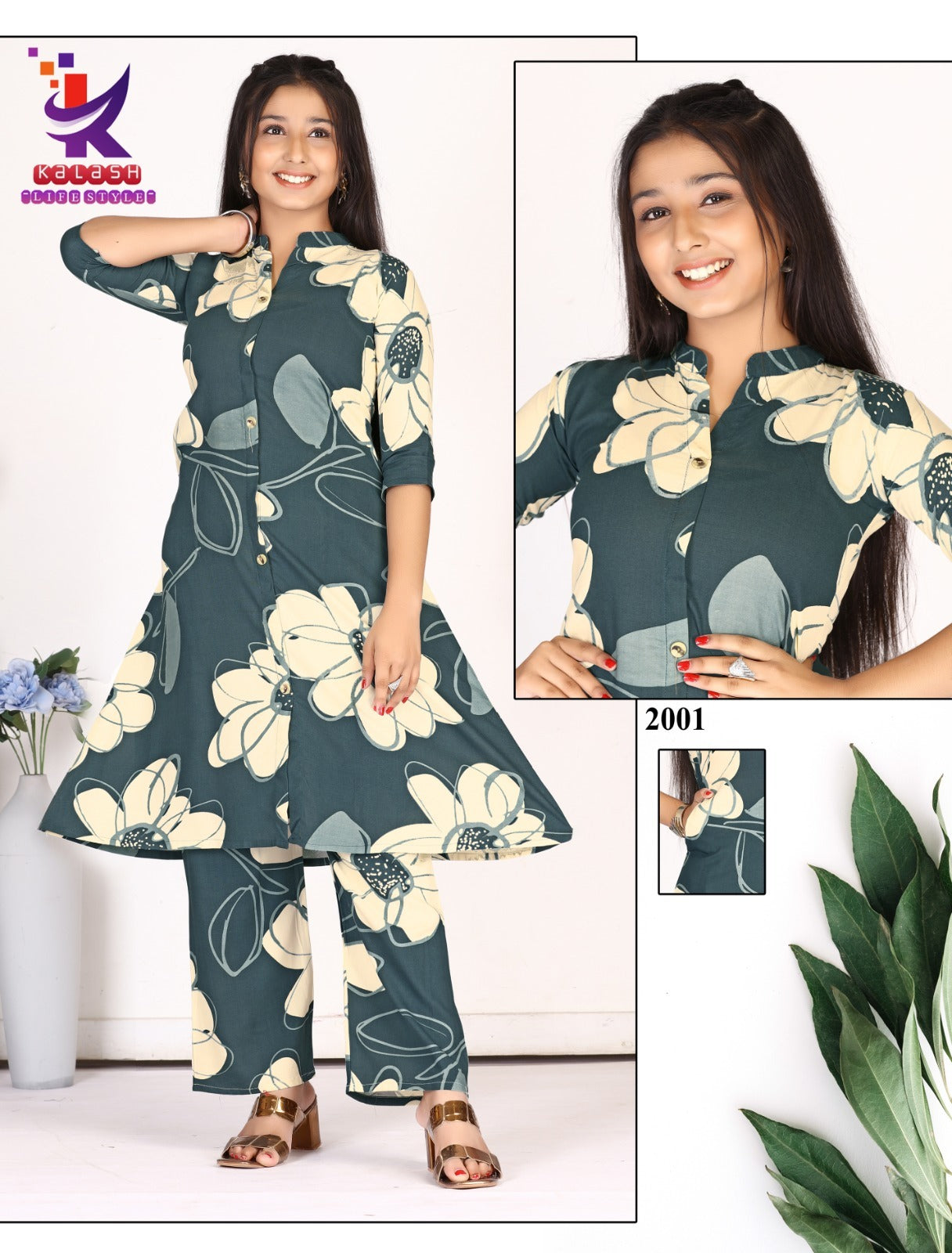 Little One Mlm Kalash Lifestyle Rayon 17Kg Girls Co Ord Set Wholesale Price