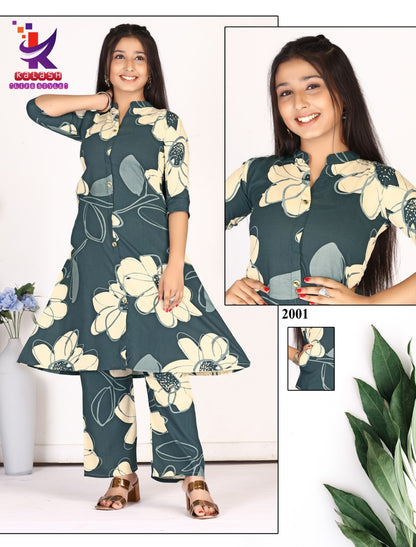 Little One Mlm Kalash Lifestyle Rayon 17Kg Girls Co Ord Set Wholesale Price