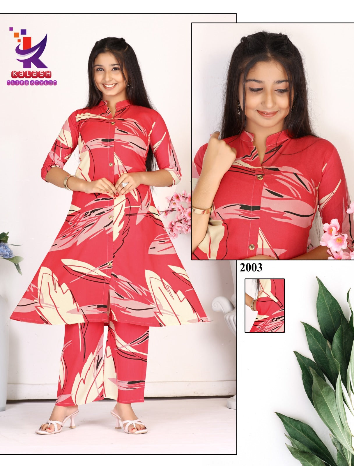 Little One Mlm Kalash Lifestyle Rayon 17Kg Girls Co Ord Set Wholesale Price