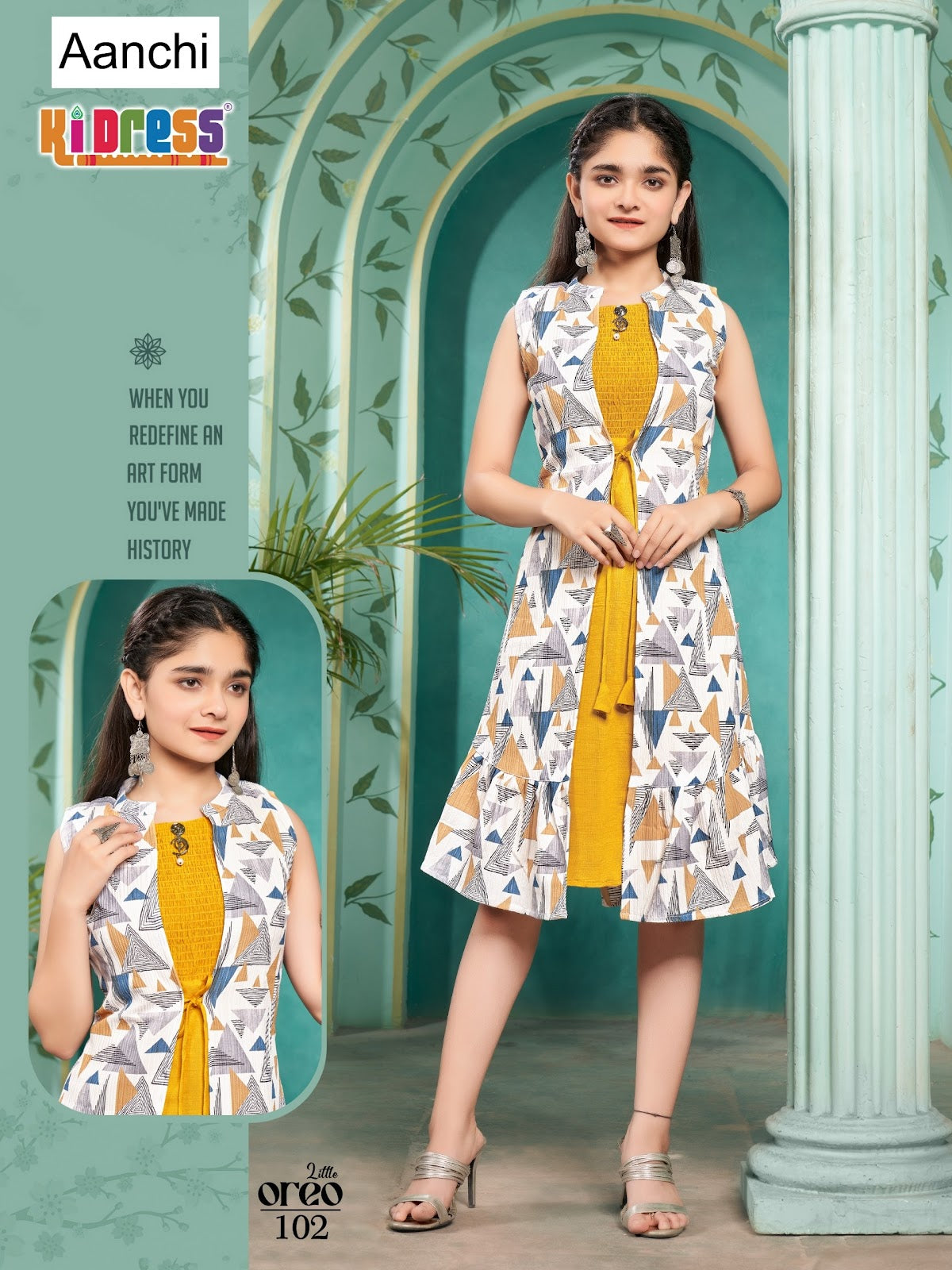 Little Oreo Kidress Aanchi Vatican Girls Kurti Jacket Set Manufacturer Ahmedabad