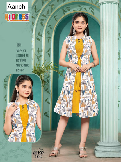 Little Oreo Kidress Aanchi Vatican Girls Kurti Jacket Set Manufacturer Ahmedabad