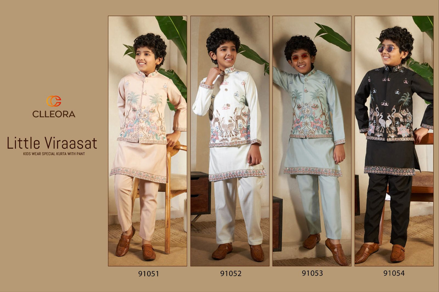 Little Viraasat With Koti Clleora Viscose Silk Boys Kurta Pyjama Wholesaler India
