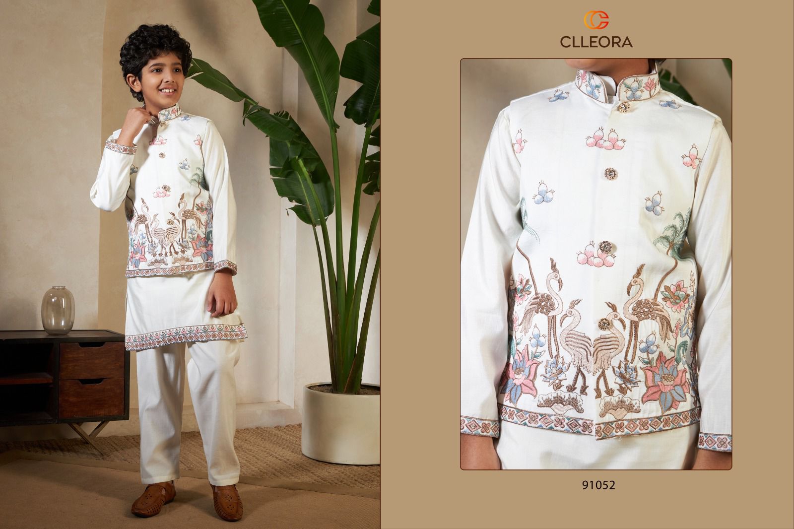 Little Viraasat With Koti Clleora Viscose Silk Boys Kurta Pyjama Wholesaler India