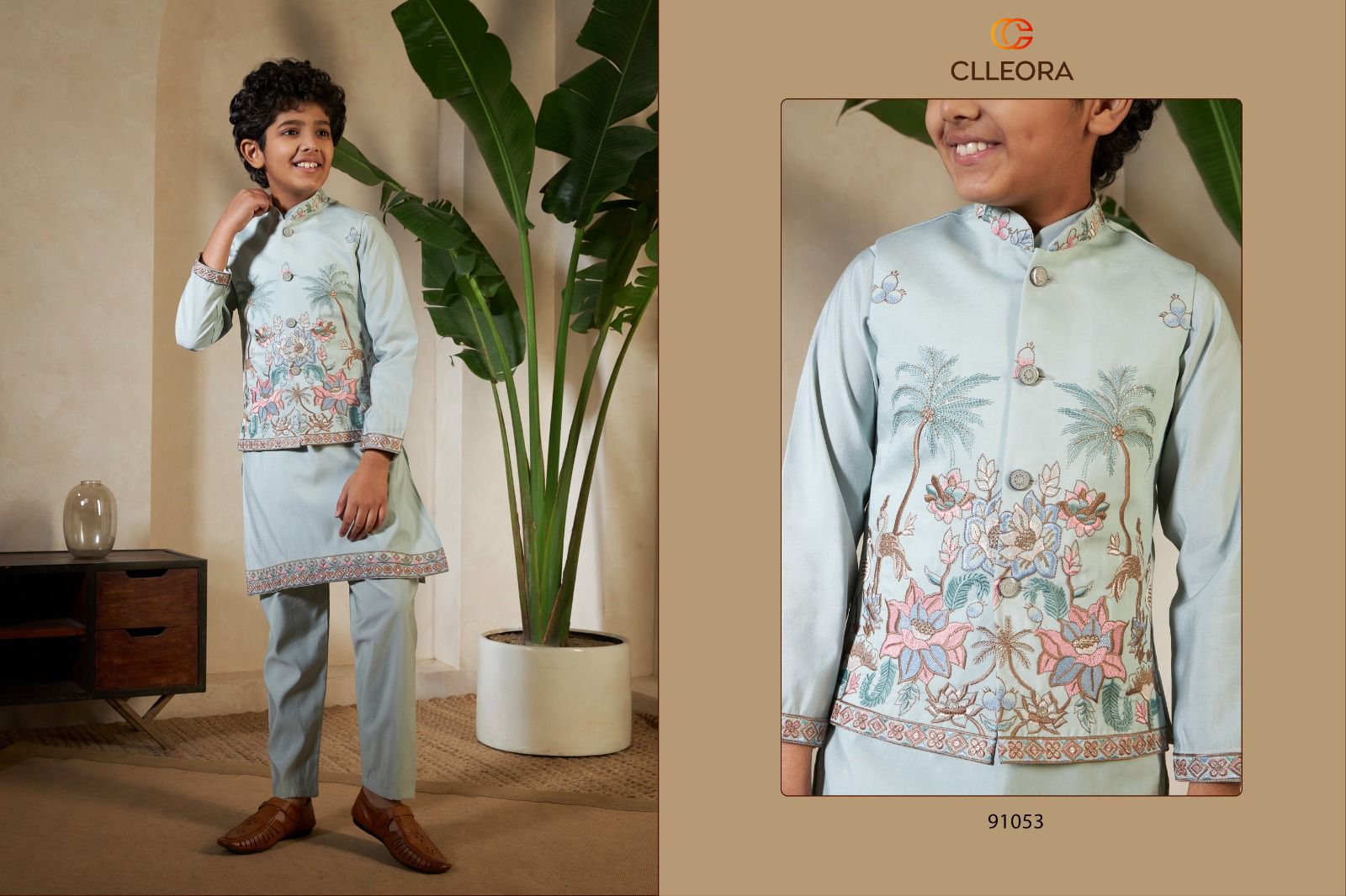 Little Viraasat With Koti Clleora Viscose Silk Boys Kurta Pyjama Wholesaler India