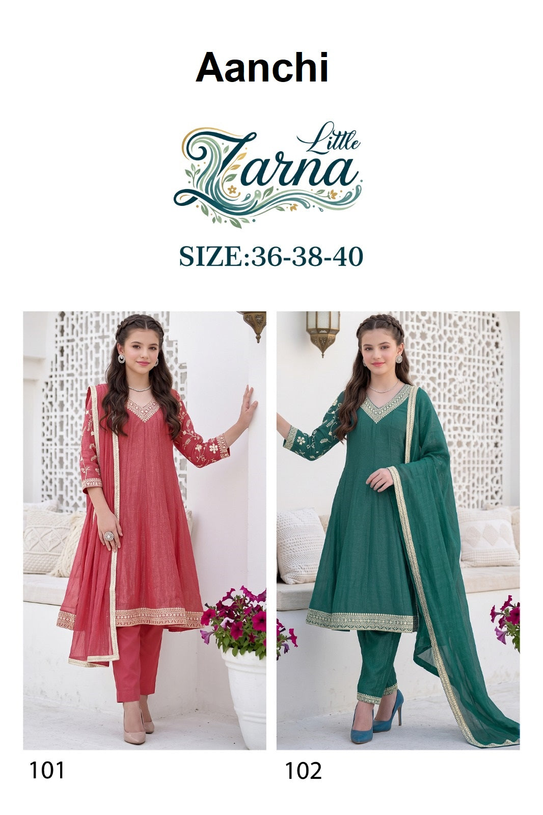 Little Zarna Aanchi Crunchy Girls Readymade Anarkali Suits Supplier India