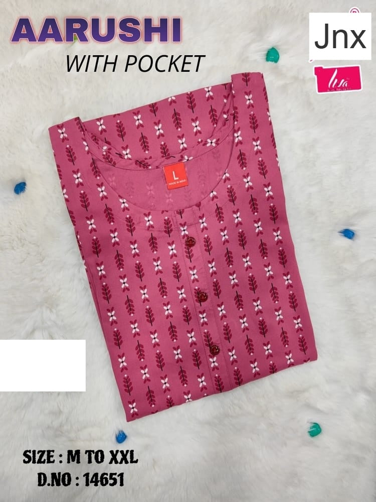 Liva Aarushi Jnx Rayon Kurti With Pocket Exporter Ahmedabad