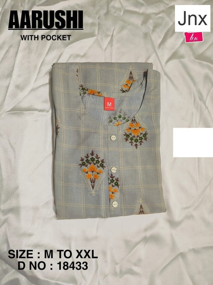 Liva Aarushi Jnx Rayon Kurti With Pocket Exporter Ahmedabad