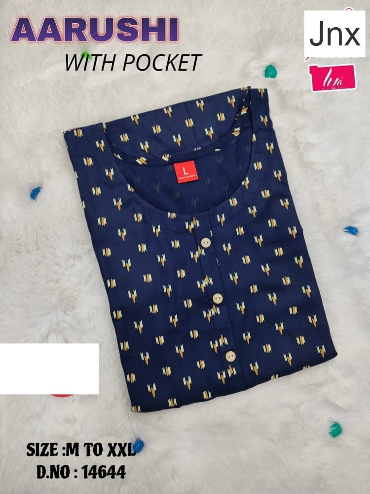 Liva Aarushi Jnx Rayon Kurti With Pocket Exporter Ahmedabad