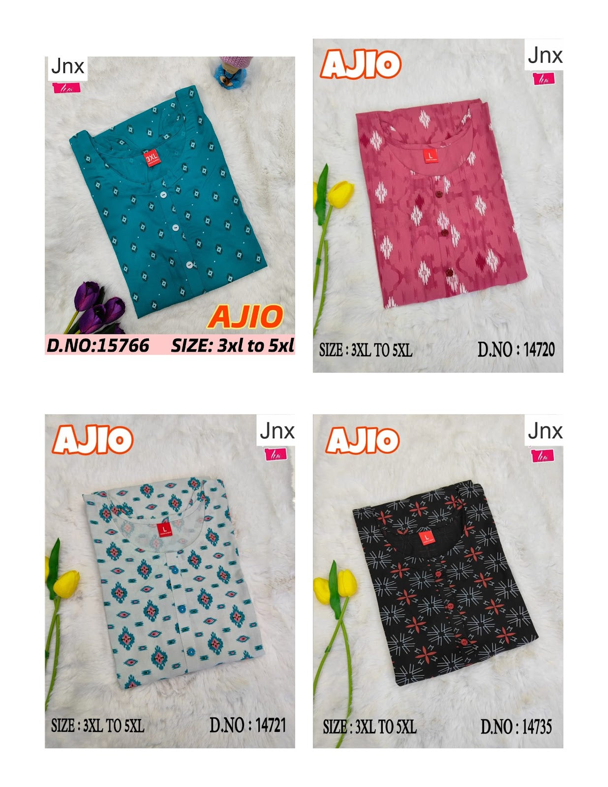 Liva Ajio 011225 Jnx Rayon Plus Size Kurtis Wholesale Price