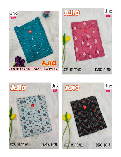 Liva Ajio 011225 Jnx Rayon Plus Size Kurtis Wholesale Price