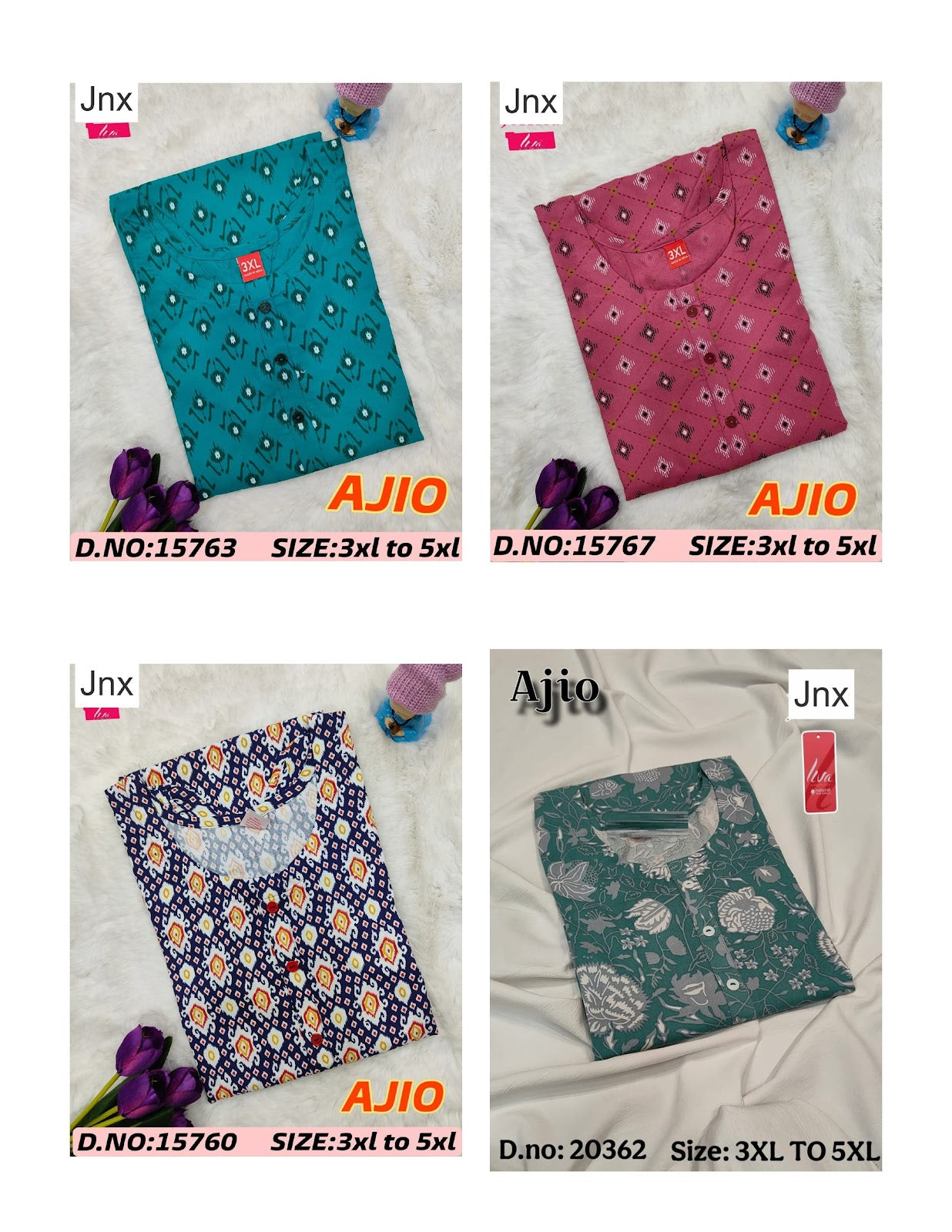 Liva Ajio 011225 Jnx Rayon Plus Size Kurtis Wholesale Price