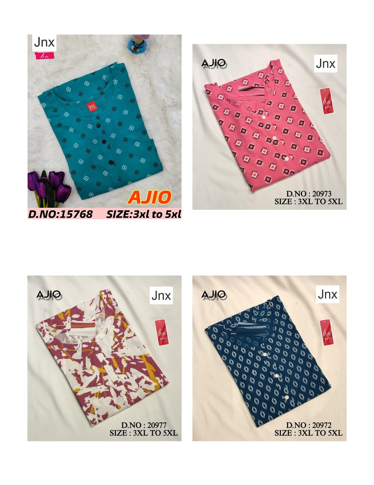 Liva Ajio 011225 Jnx Rayon Plus Size Kurtis Wholesale Price