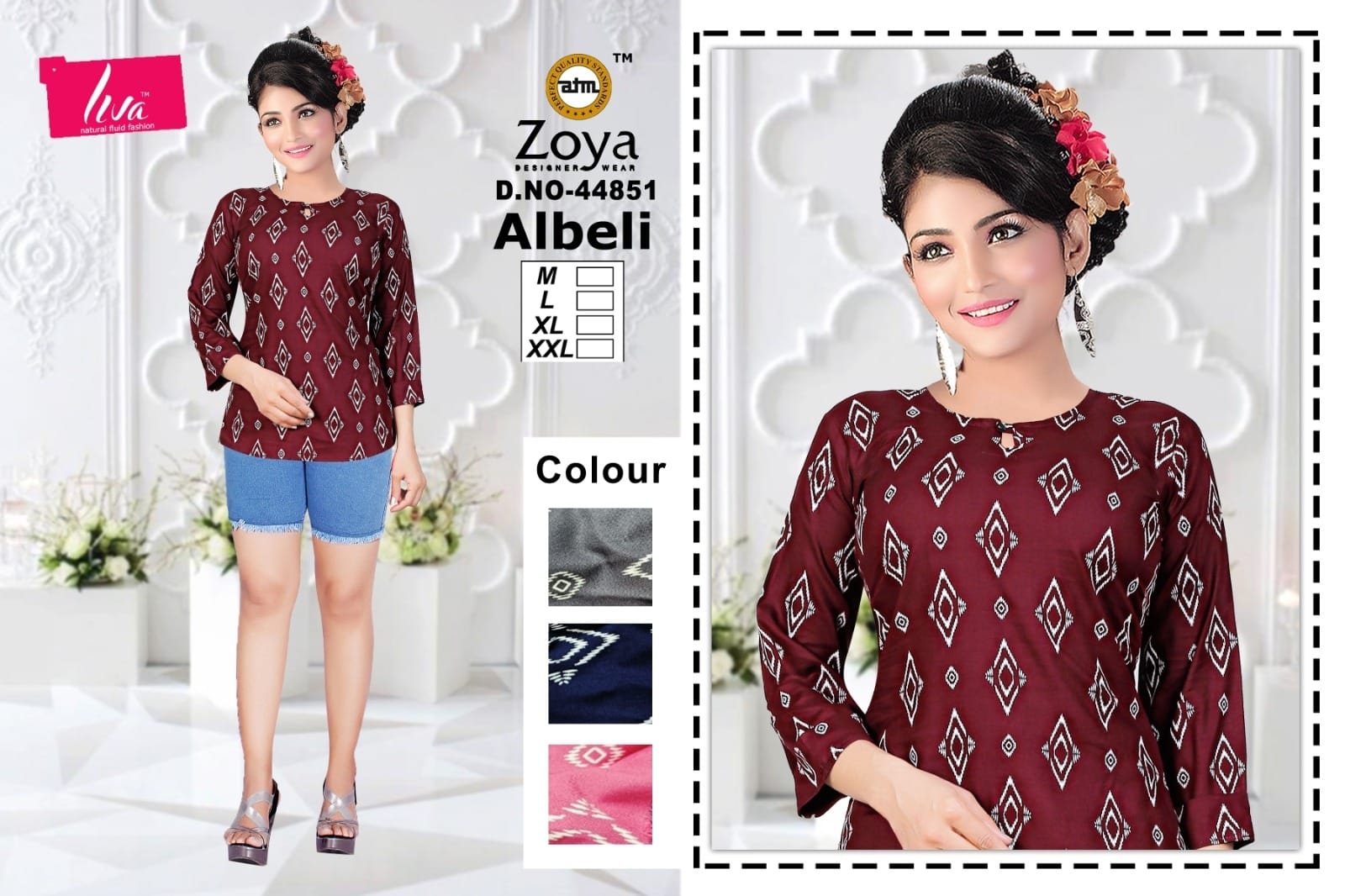 Liva Albeli Zoya Reyon Fancy Tops Wholesale Price