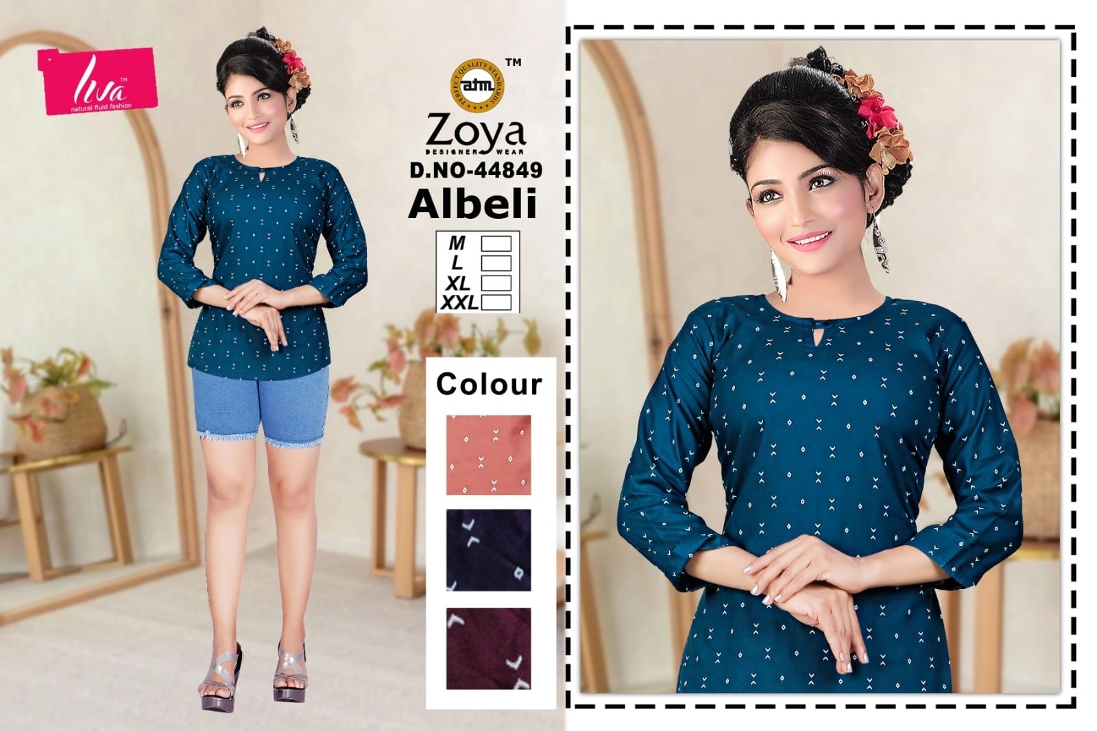 Liva Albeli Zoya Reyon Fancy Tops Wholesale Price