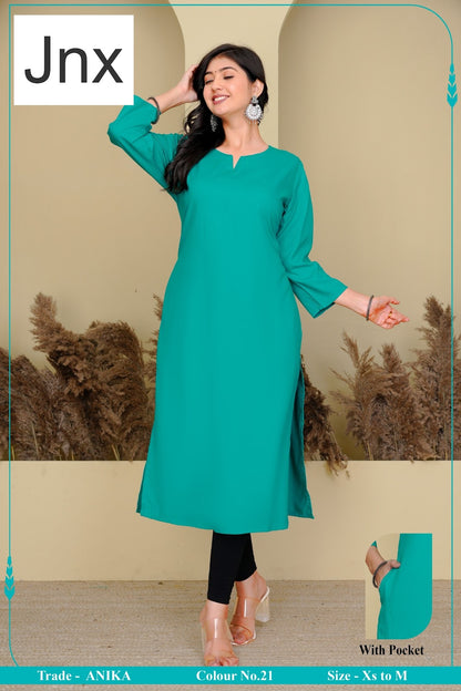 Liva Anika 031225 Jnx Rayon 22Kg Long Straight Kurti Wholesaler India