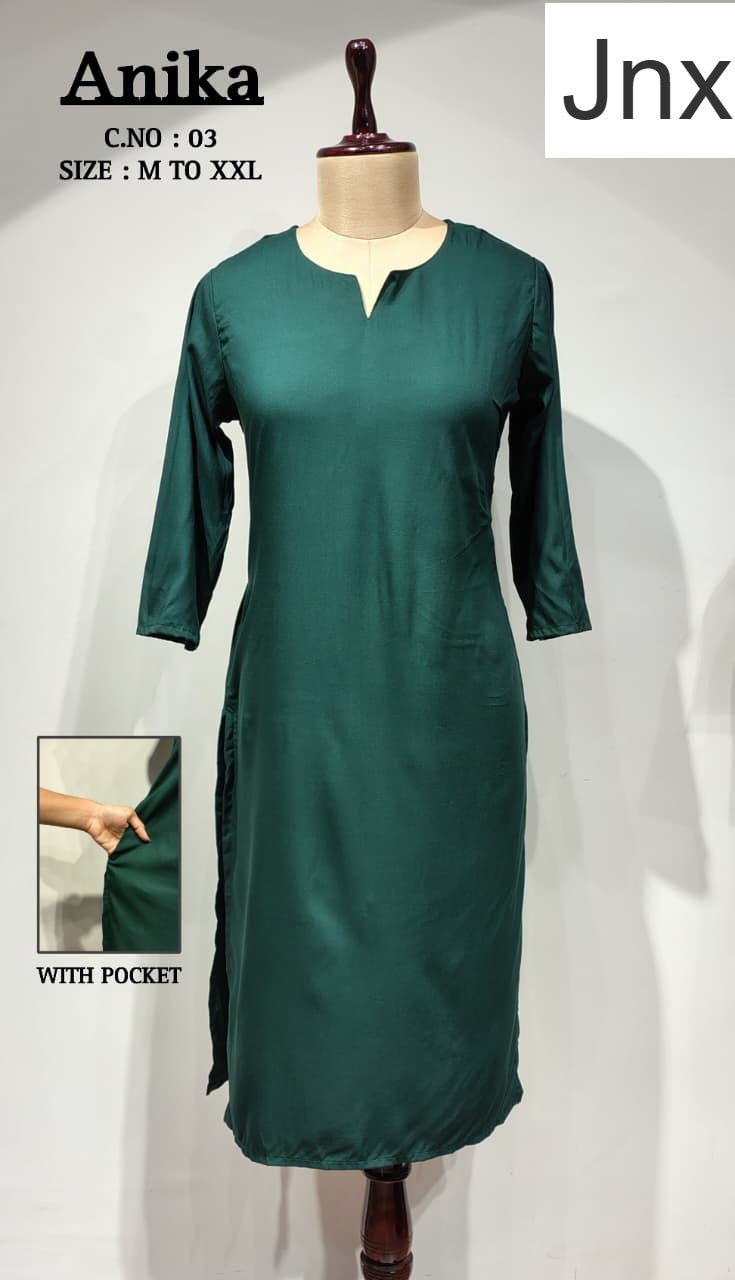 Liva Anika 031225 Jnx Rayon 22Kg Long Straight Kurti Wholesaler India