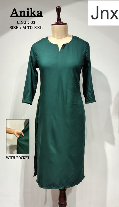 Liva Anika 031225 Jnx Rayon 22Kg Long Straight Kurti Wholesaler India