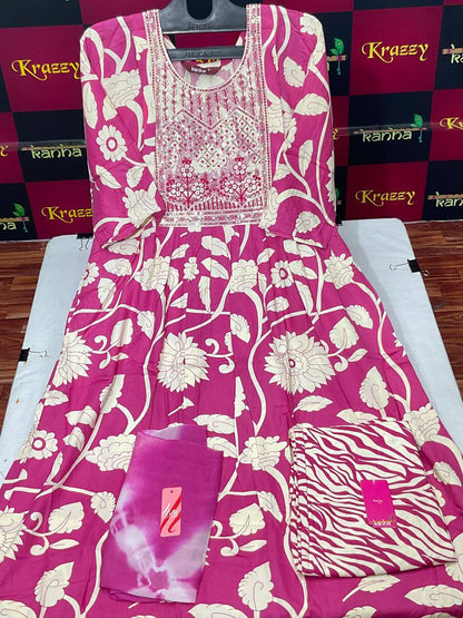 Liva Apple With Pocket And Feeding Kanha Reyon Readymade Pant Style Suits Supplier Ahmedabad