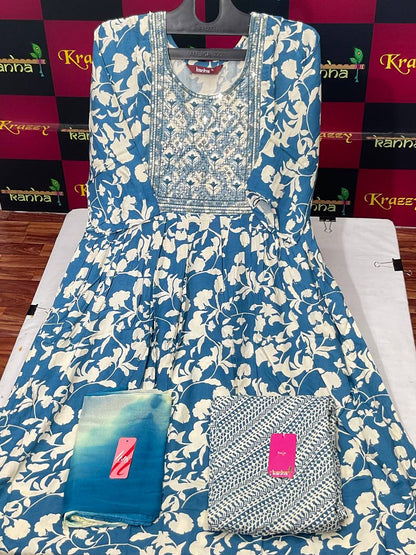 Liva Apple With Pocket And Feeding Kanha Reyon Readymade Pant Style Suits Supplier Ahmedabad