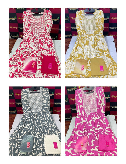 Liva Asman 060625 Kanha Reyon Readymade Anarkali Suits Wholesale Price