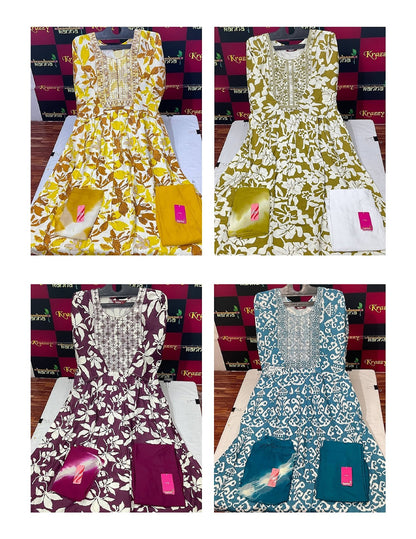 Liva Asman 060625 Kanha Reyon Readymade Anarkali Suits Wholesale Price