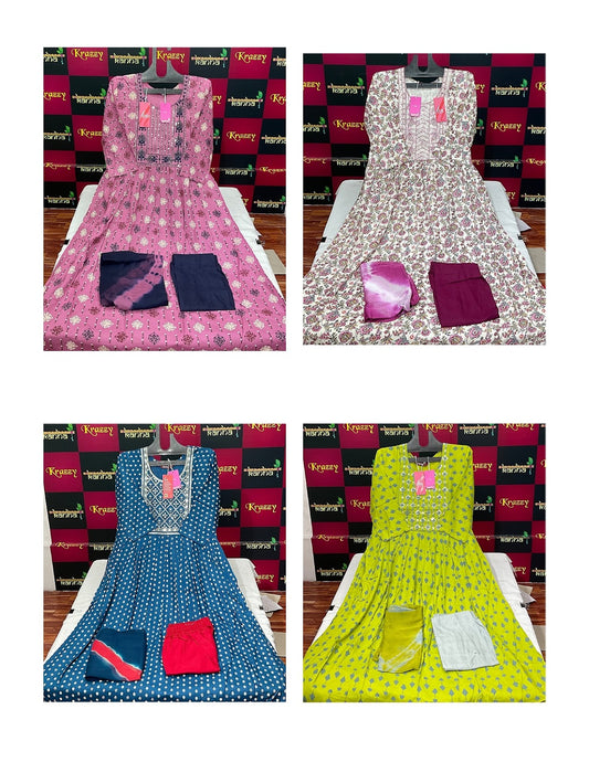 Liva Asman 260425 Kanha Reyon Readymade Anarkali Suits Wholesale Rate