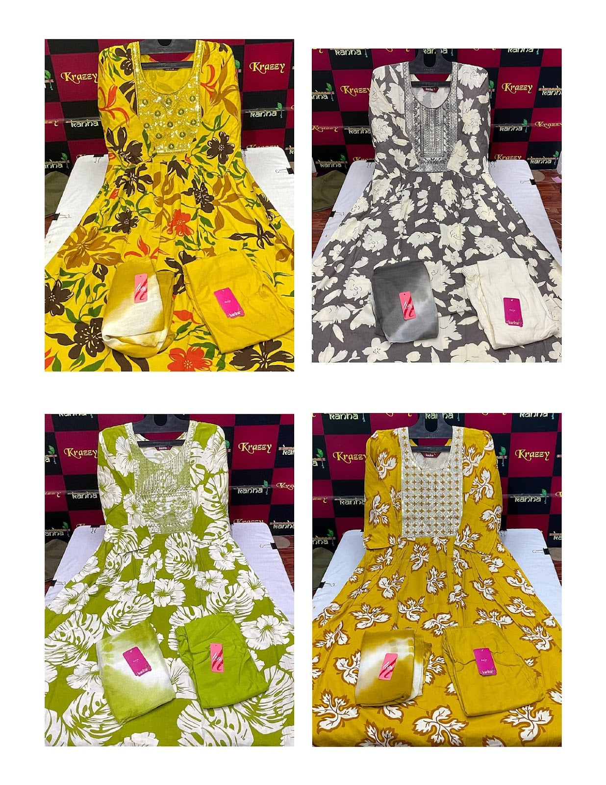 Liva Asman With Pocket Kanha Reyon Readymade Anarkali Suits Wholesale Rate