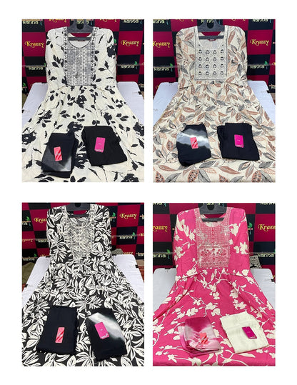 Liva Asman With Pocket Kanha Reyon Readymade Anarkali Suits Wholesale Rate