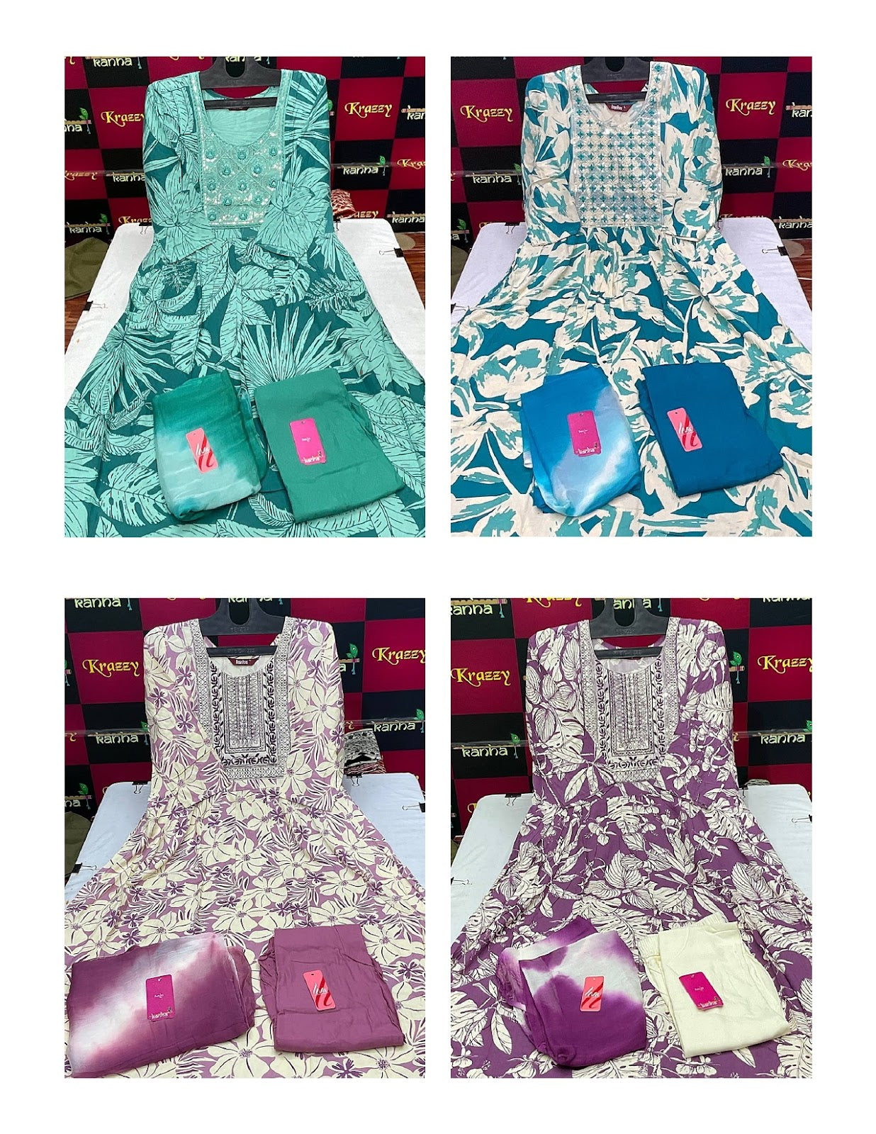 Liva Asman With Pocket Kanha Reyon Readymade Anarkali Suits Wholesale Rate