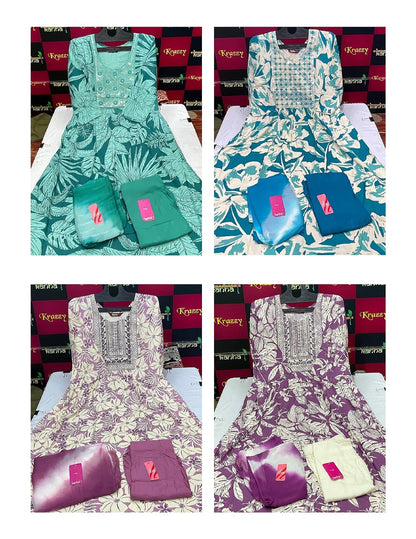 Liva Asman With Pocket Kanha Reyon Readymade Anarkali Suits Wholesale Rate