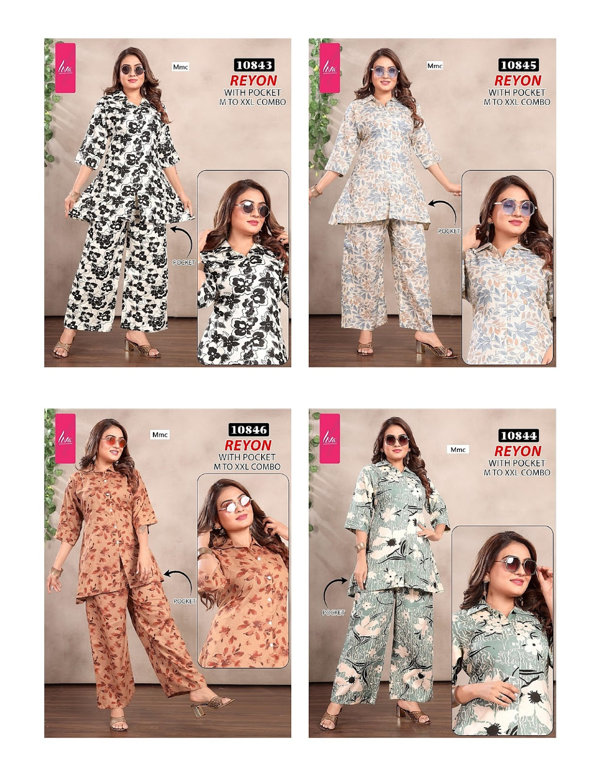 Liva Design 10843-10846 Mmc Reyon Co Ord Set Wholesaler Gujarat