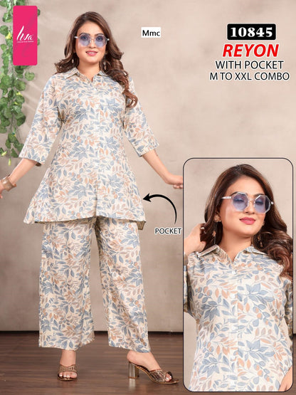 Liva Design 10843-10846 Mmc Reyon Co Ord Set Wholesaler Gujarat