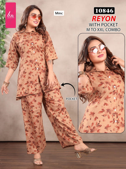 Liva Design 10843-10846 Mmc Reyon Co Ord Set Wholesaler Gujarat
