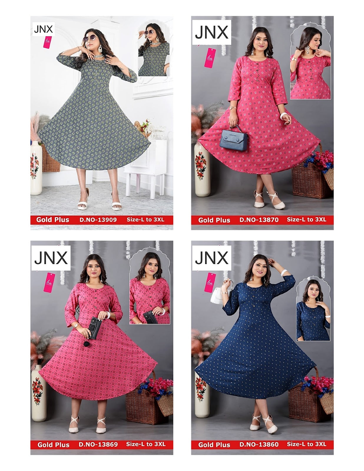 Liva Gold Plus Jnx Rayon Anarkali Kurtis Wholesaler Gujarat