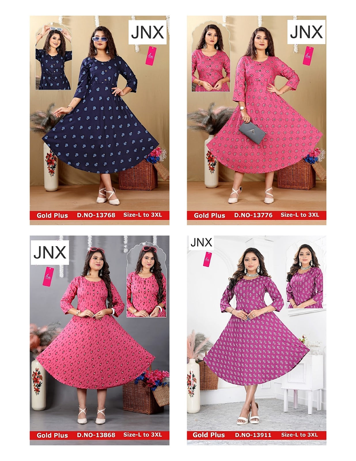 Liva Gold Plus Jnx Rayon Anarkali Kurtis Wholesaler Gujarat