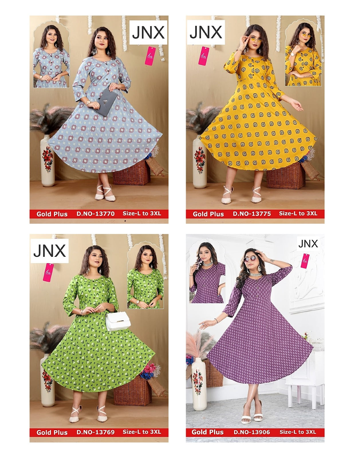 Liva Gold Plus Jnx Rayon Anarkali Kurtis Wholesaler Gujarat