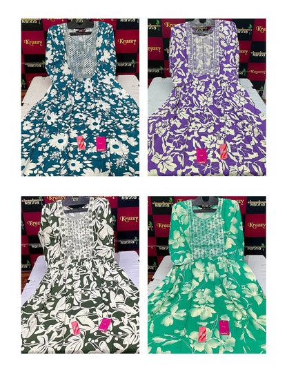 Liva Hiral 1408 Kanha Reyon Kurti With Pocket Wholesaler Ahmedabad