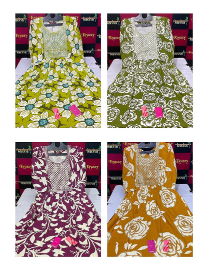 Liva Hiral 1408 Kanha Reyon Kurti With Pocket Wholesaler Ahmedabad