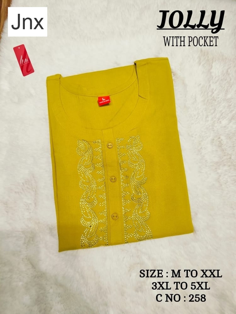Liva Jolly Jnx Rayon Kurti With Pocket Wholesale Price