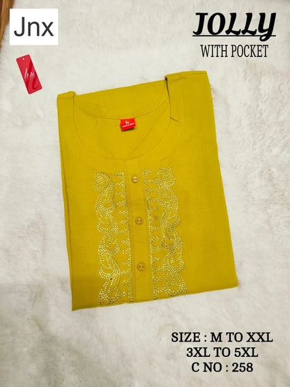 Liva Jolly Jnx Rayon Kurti With Pocket Wholesale Price