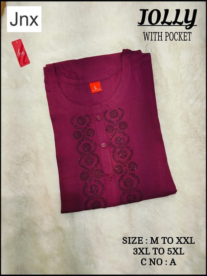 Liva Jolly Jnx Rayon Kurti With Pocket Wholesale Price