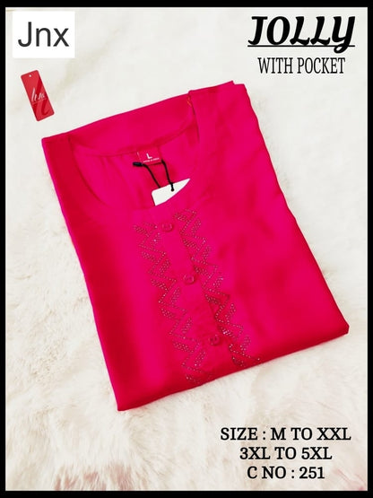 Liva Jolly Jnx Rayon Kurti With Pocket Wholesale Price
