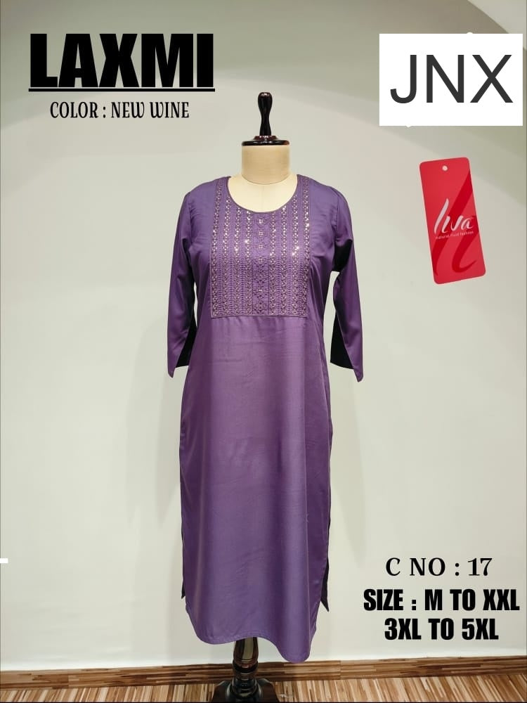 Liva Laxmi Jnx Rayon 22Kg Long Straight Kurti Wholesale Rate